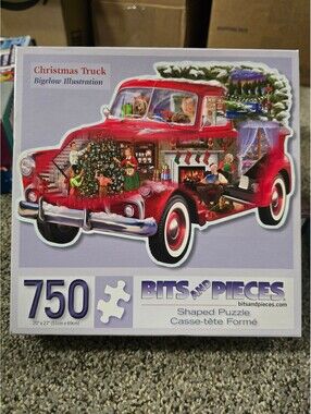 Bits and Pieces Christmas Truck Shaped Puzzle 750 Pieces Bigelow Illustration